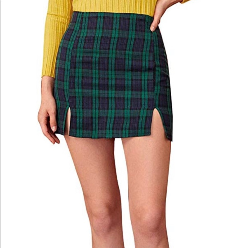 Plaid mini pencil skirt